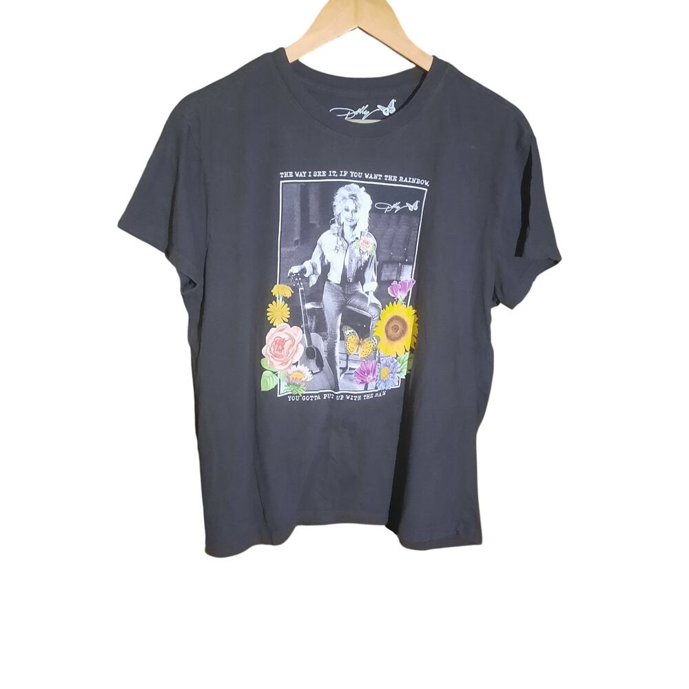 Dolly Womens Black Dolly Parton Graphic Short Sleeve Tee Size XL